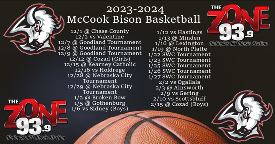 McCook Bison Basketball Broadcast Schedule 2023-2024